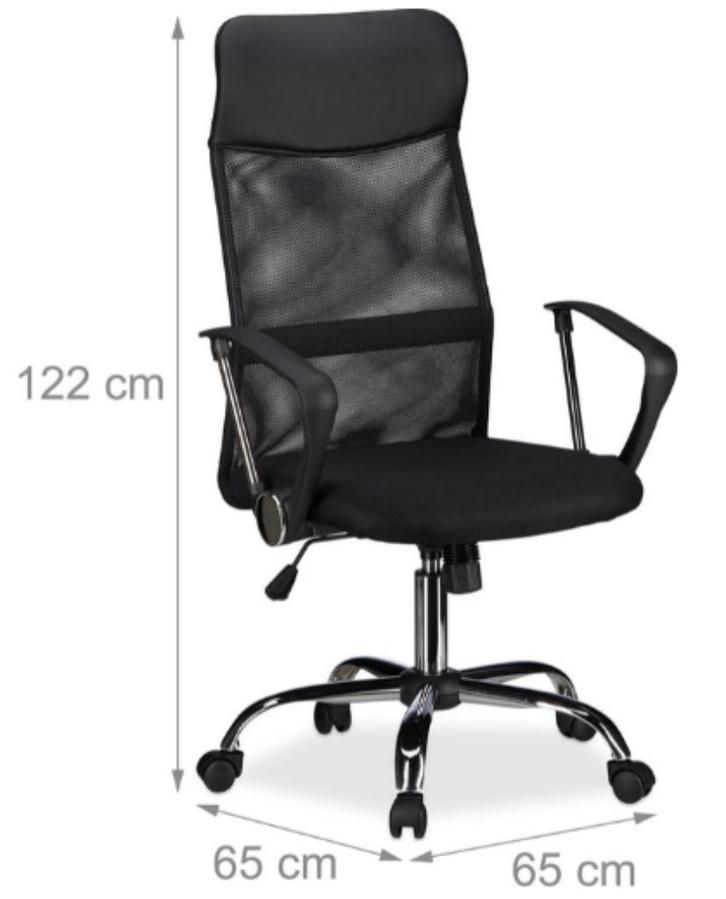 Relaxdays Ergonomische Bureaustoel - Hoogte verstelbaar, Huis en Inrichting, Bureaustoelen, Bureaustoel, Zwart, Ergonomisch, Ophalen
