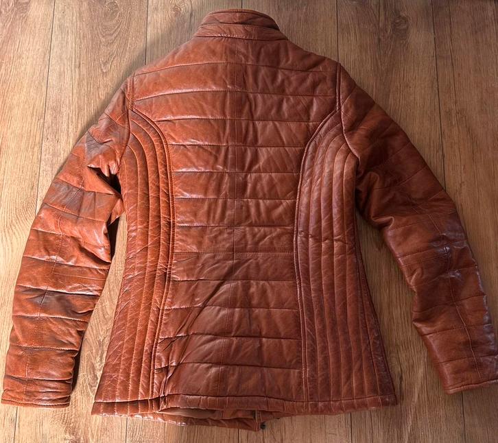 Leren danes winterjas bruin, Kleding | Dames, Jassen | Winter, Zo goed als nieuw, Maat 42/44 (L), Bruin, Ophalen