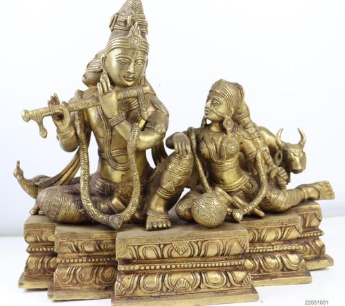 Groot standbeeld Krishna  - Brons, Antiek en Kunst, Kunst | Niet-Westerse kunst, Ophalen of Verzenden