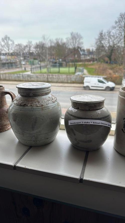 Bodemvondst 18e Gemberpot 2 stuks + deksel Chinese Ginger, Antiek en Kunst, Antiek | Keramiek en Aardewerk, Ophalen of Verzenden