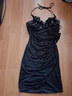 Schitterende zwarte vintage jurk met pailletten - Okada S, Ophalen of Verzenden, Gedragen, Maat 36 (S), Zwart