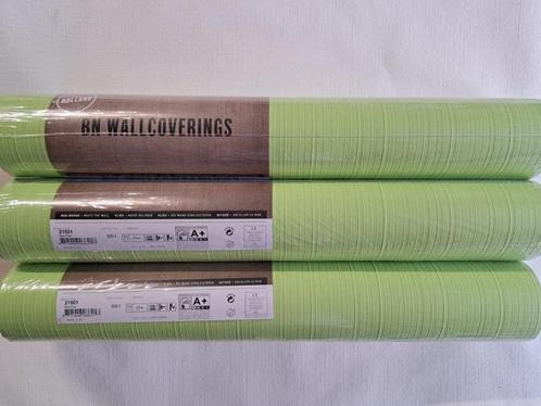 FELGROEN BEHANG strepen structuur - BN Wallcoverings 21501, Huis en Inrichting, Stoffering | Behang, Groen, minder dan 10 m², Ophalen of Verzenden