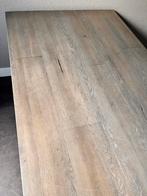 Houten Eettafel met Metalen Onderstel 240x100, Ophalen, Gebruikt, 100 tot 150 cm, Eikenhout