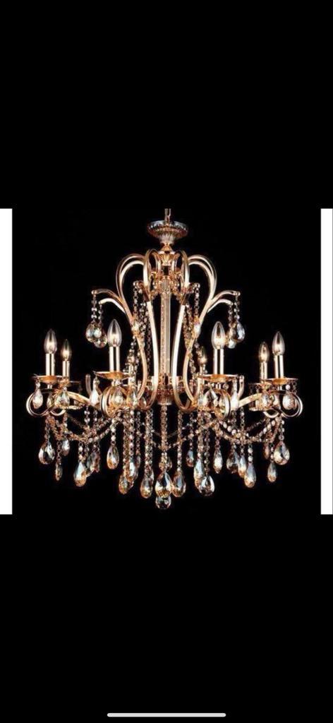 Kristallen Lamp - Nieuw in Doos - Goud/Zilver, Huis en Inrichting, Lampen | Kroonluchters, Nieuw, Glas, Ophalen of Verzenden