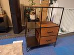 Vakkenkast van metalen frame en hout met 2 laden, Huis en Inrichting, Kasten | Ladekasten, Ophalen, Gebruikt, 50 tot 100 cm, Metaal