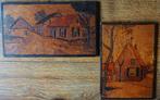 Twee gebrandschilderde houten paneeltjes, Ophalen of Verzenden