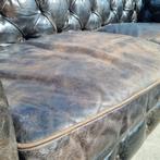 Chesterfield bank vintage bruin zwart leer BEZORGING GRATIS, Huis en Inrichting, Gebruikt, Chesterfield, Ophalen of Verzenden