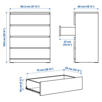 Malm ladekast IKEA (4 lades, 80x100x48) - afbeelding 4