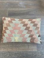 Kelim Kussen - Bruin-Groen-Rood in 60x40, Huis en Inrichting, Ophalen of Verzenden, Zo goed als nieuw, Bruin, Rechthoekig