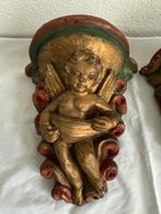 Twee antieke wandsteunen consoles gips met Engeltjes, Antiek en Kunst, Ophalen of Verzenden