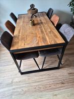 Complete mango eethoek met 6 stoelen., Huis en Inrichting, Complete eetkamers, Ophalen of Verzenden, Zo goed als nieuw