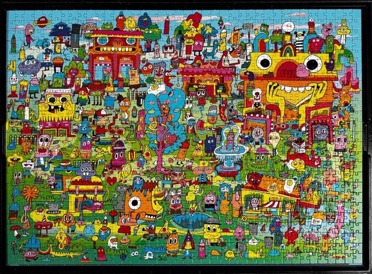 Heye - Doodle Village - Burgerman - 1000, Hobby en Vrije tijd, Denksport en Puzzels, Zo goed als nieuw, Ophalen of Verzenden