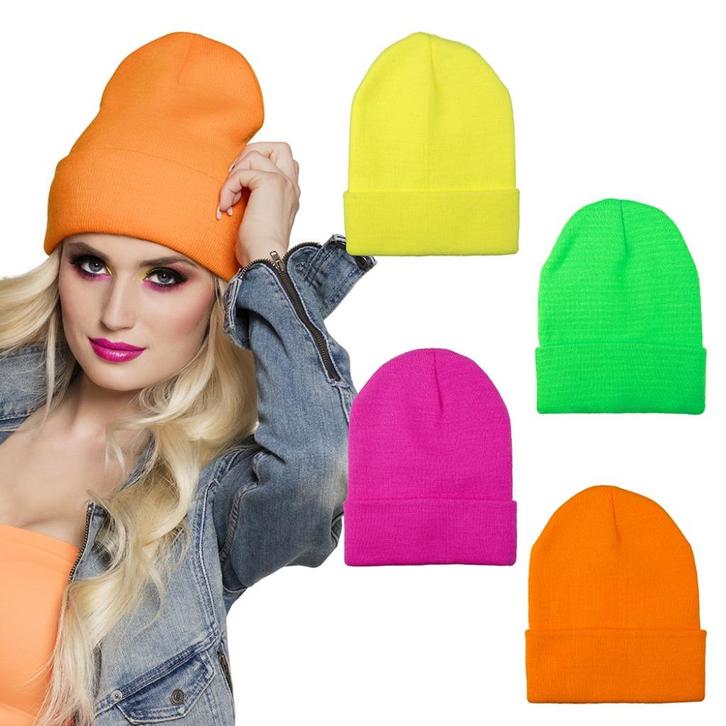 Beanie diverse neon kleuren nu van € 5,95 voor € 3,50, Hobby en Vrije tijd, Feestartikelen, Nieuw, Hoed of Pruik, Carnaval, Ophalen of Verzenden