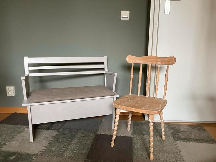 Klapbankje, kinderstoel - Set, Huis en Inrichting, Stoelen, Gebruikt, Eén, Hout, Overige kleuren, Ophalen