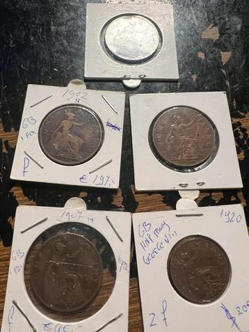 One penny munt 1899,1902,1917,1920,1936 beschikbaar voor biedingen
