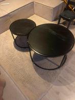 Salontafel marmer 2 stuks, Ophalen, Industriel staal marmer, Gebruikt, 50 tot 100 cm