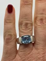 Z519 Prachtige zilveren aquamarijn ring maat 19, Sieraden, Tassen en Uiterlijk, Ringen, 19 tot 20, Ophalen of Verzenden, Zo goed als nieuw