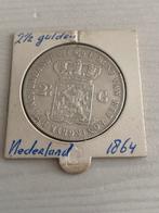 2 1/2 Gulden 1864 b, Postzegels en Munten, Penningen en Medailles, Ophalen of Verzenden