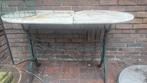 Franse bistrotafel tuintafel gietijzeren frame +marmerblad, Tuin en Terras, Ophalen, Gebruikt, Rechthoekig, Metaal