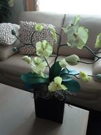 Mooie kunst orchideeën boeket met zwarte vaas, Huis en Inrichting, Ophalen of Verzenden, Zo goed als nieuw