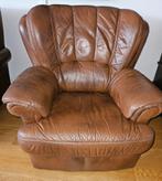 Warm bruin lederen fauteuil, Ophalen, Gebruikt, 75 tot 100 cm, Leer