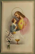 Religie - Jezus met Heilig Hart 3 - jaren 50, Ophalen of Verzenden, 1940 tot 1960, Gelopen, Overige thema's