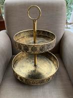 Gouden Etagère met 2 lagen, Huis en Inrichting, Ophalen of Verzenden, Nieuw