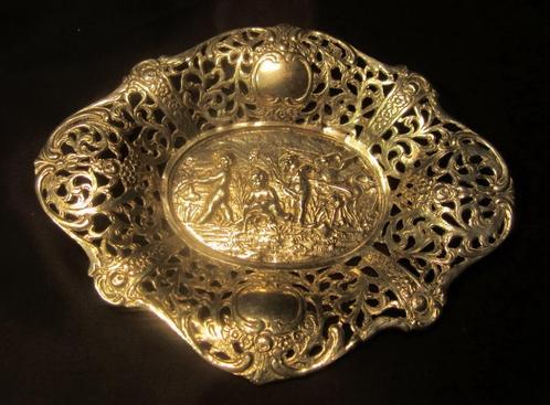 Antiek zilver schaaltje met engeltjes, cupido's, putti, Antiek en Kunst, Antiek | Goud en Zilver, Zilver, Verzenden