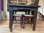 Mooie koloniale eettafel met 4 klasieke stoelen, Ophalen, Gebruikt, Koloniaal klasiek, Teakhout