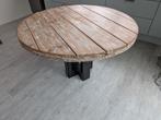 Ronde eettafel steigerhout, stalen poot, Huis en Inrichting, Ophalen of Verzenden, Rond, 100 tot 150 cm, 100 tot 150 cm