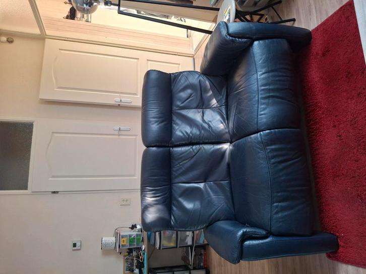 Leren Bank, Huis en Inrichting, Banken | Bankstellen, Gebruikt, 75 tot 100 cm, Leer, Ophalen
