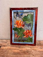 Glas in lood bloemen rozen vlinders, Doe-het-zelf en Verbouw, Glas en Ramen, Verzenden, Zo goed als nieuw, Glas in lood, Minder dan 80 cm