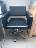 Zwarte Kappersstoel met Armleuningen, Huis en Inrichting, Bureaustoelen, Ophalen, Gebruikt, Zwart, Bureaustoel