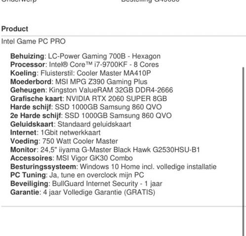 Game pc te koop in de foto ziet u de setup van de pc, Computers en Software, Desktop Pc's, Zo goed als nieuw, Verzenden