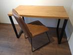 Tafel 120x 60 cm + stoel industrieel, Gebruikt, Metaal, Ophalen