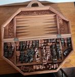 Houten Schaakspel met gesneden stukken, Antiek en Kunst, Ophalen of Verzenden