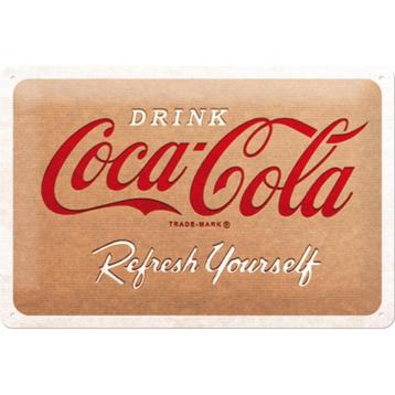 Coca Cola refresh yourself relief reclamebord van metaal  beschikbaar voor biedingen