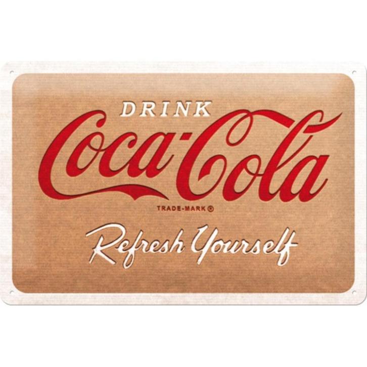 Coca Cola refresh yourself relief reclamebord van metaal, Verzamelen, Merken en Reclamevoorwerpen, Nieuw, Reclamebord, Verzenden