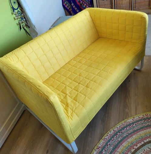 Bankje Ikea knopparp - geel. Netjes en in goede staat., Huis en Inrichting, Banken | Sofa's en Chaises Longues, Gebruikt, Tweepersoons