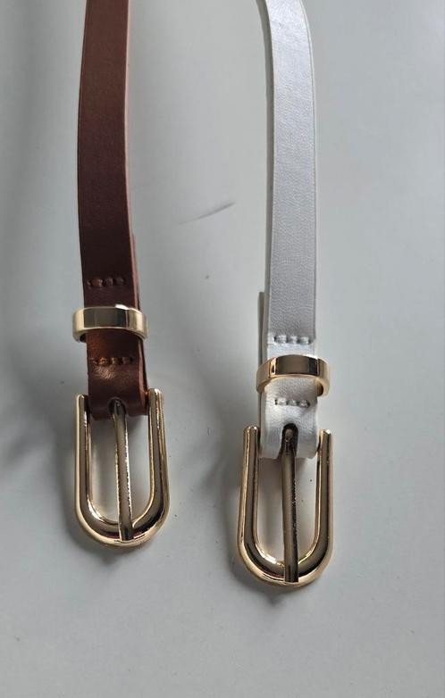 Set van 2 Minimalistische Damesriemen – Bruin & Wit met Goud, Kleding | Dames, Riemen en Ceinturen, Nieuw, Ophalen of Verzenden