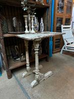 Vintage teakhouten sidetable met oude witte patina, Ophalen of Verzenden