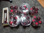 Bordeaux kerstballen + piek glas, Diversen, Kerst, Ophalen, Zo goed als nieuw