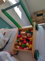 Houten loopwagen met blokken, Kinderen en Baby's, Speelgoed | Houten speelgoed, Ophalen, Gebruikt