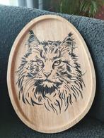 Lange harige kat/poes op hout, Ophalen of Verzenden, Nieuw