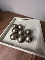 9 Kerstballen goud / bruin met sneeuwvlokprint, Diversen, Kerst, Ophalen of Verzenden, Zo goed als nieuw