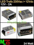 LED Trafo Voeding Adapter Driver - 230V > 12V - 2A = 24W - O, Ophalen of Verzenden, Nieuw, LEDtrafo