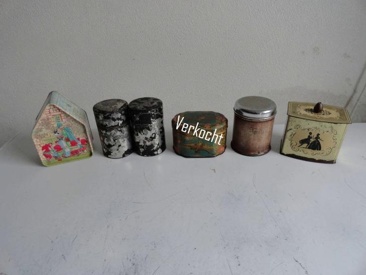 Trommeltjes, trommels bussen, antiek thee, kruiden, Verzamelen, Blikken, Gebruikt, Thee, Overige merken, Ophalen of Verzenden