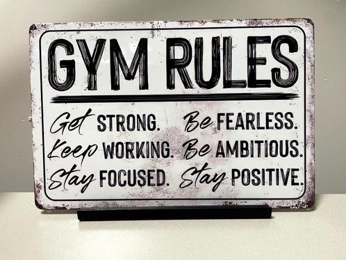 Gym Rules , metalen tekstbord (Old Look), Sport en Fitness, Fitnessmaterialen, Nieuw, Overige typen, Ophalen of Verzenden