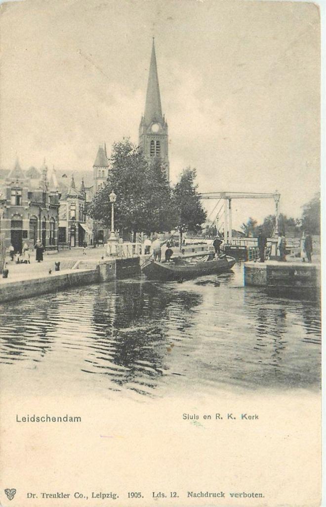 701124017 Leidschendam Sluis en RK Kerk, Verzamelen, Ansichtkaarten | Nederland, Zuid-Holland, Voor 1920, Verzenden