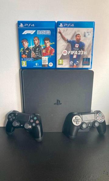 PlayStation 4 Slim met 2 controllers en spelletjes beschikbaar voor biedingen